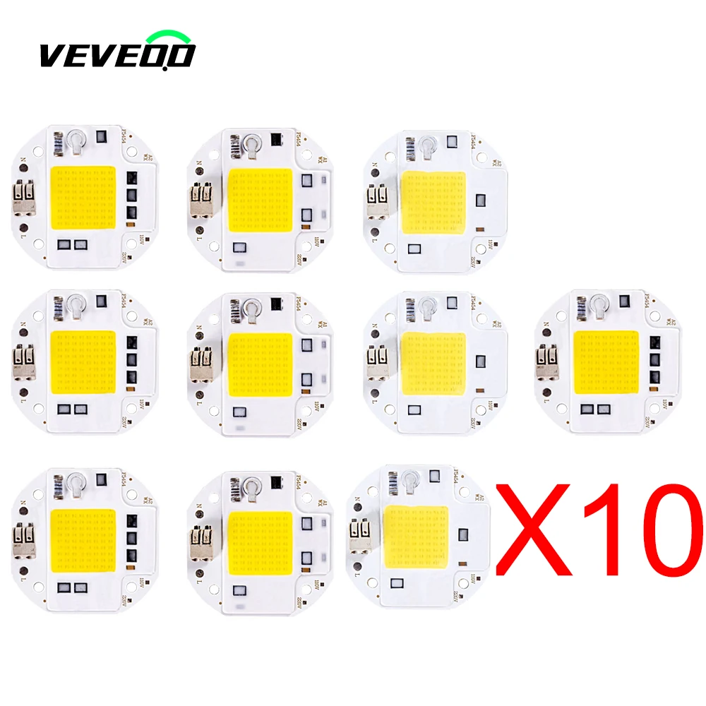 10PCS LED COB chip 20W 30W 50W AC 220V Smart IC No Need Driver 3W 5W 7W 12W LED bulb light for floodlight spotlight Diy lighting