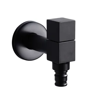 

Washing Machine Faucet Black All-copper Square Balcony Bathroom Single Handle Single Cold Tap Wall Mount Bibcock Garden Faucet