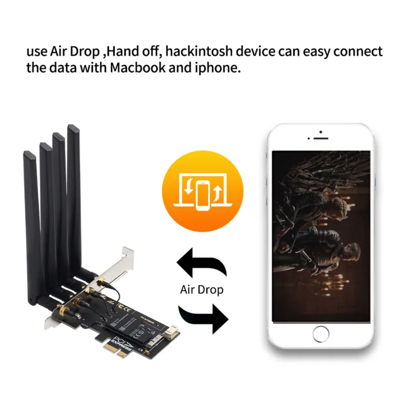 Двухдиапазонный BCM94360CD Hackintosh PC 1750 Мбит/с WiFi Bluetooth 4 0 PCI E адаптер для MacOS Airdrop Handoff