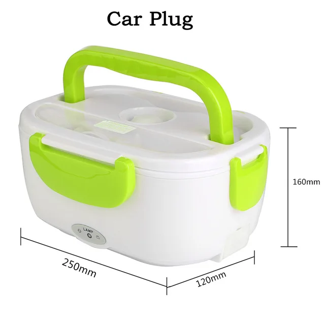 VKTECH 1.05L портативный Электрический нагревательный Ланч-бокс пищевой контейнер пищевой подогреватель 4 пряжки столовая посуда для детей домашний офис - Цвет: Car Plug green