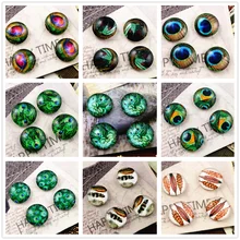  New Fashion 20pcs 12mm Handmade Photo Glass Cabochons Peacock Feather Dome DIY Jewelry Making Findings 