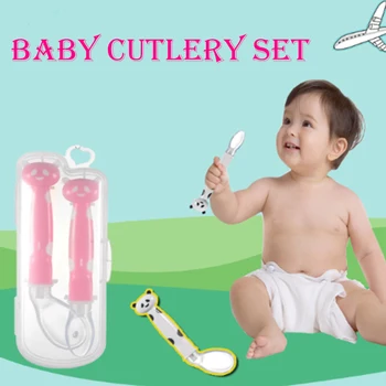 

Baby Spoon Fork Set Soft Silica Gel Material Infant Tableware Feeding Tools With Storage Box Flatware Cutlery Child Products