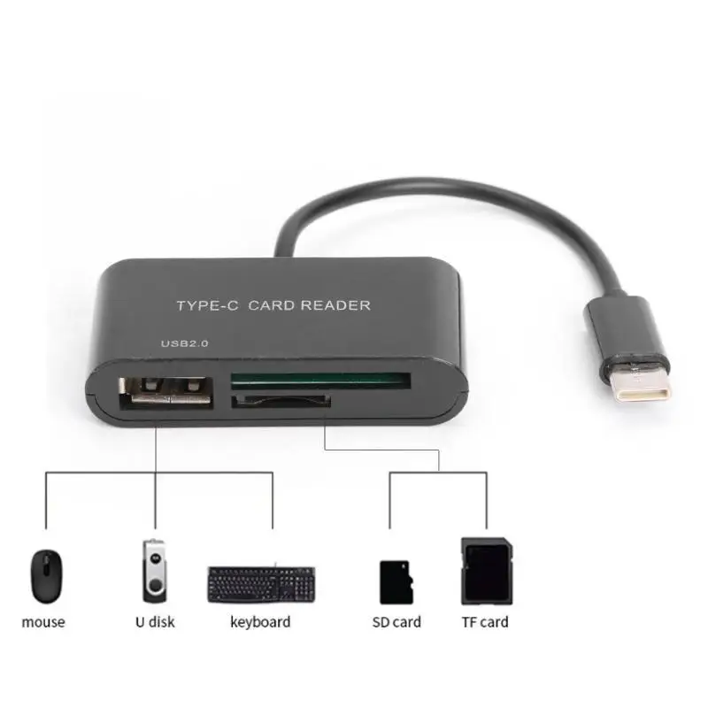 USB 3,1 USB-C концентратор TF считыватель карт памяти Тип C к USB 2,0 OTG адаптер для телефона Plug and Play без программного обеспечения драйвера