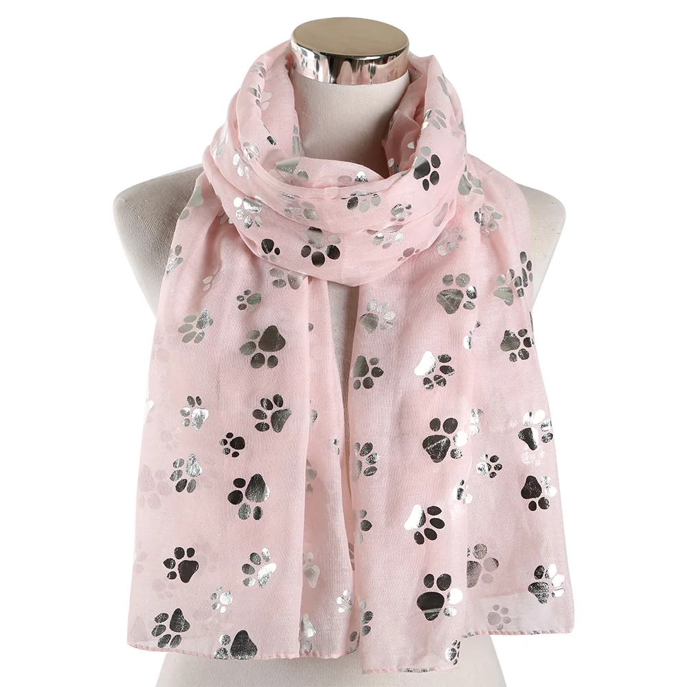 10 шт/партия весна и осень новые отпечатки собачьих лап горячий серебряный шарф для женщин Пляжная шаль модели длинное пляжное полотенце - Цвет: Розовый