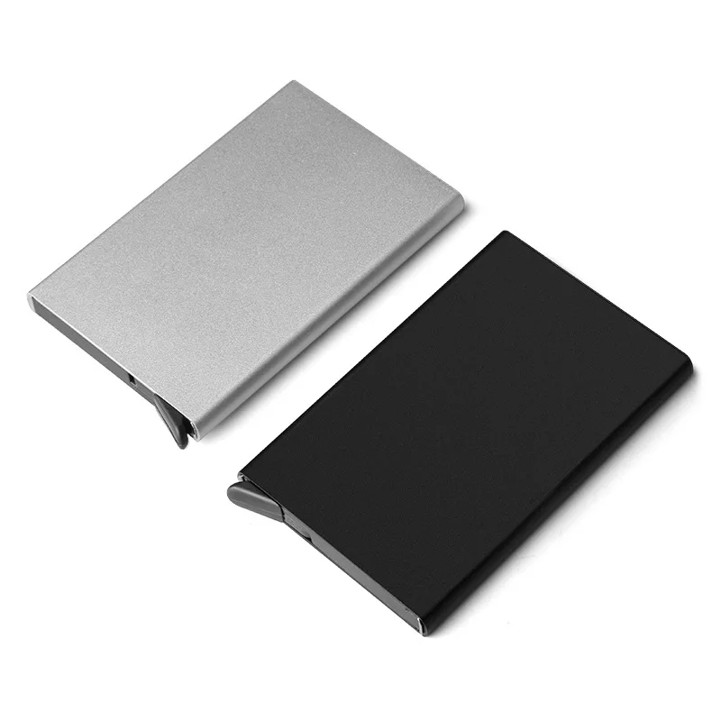 Алюминиевый кошелёк Карманный ID держатель карты Rfid Блокировка мини тонкий металлический кошелек автоматический всплывающий чехол для кредитных карт протектор
