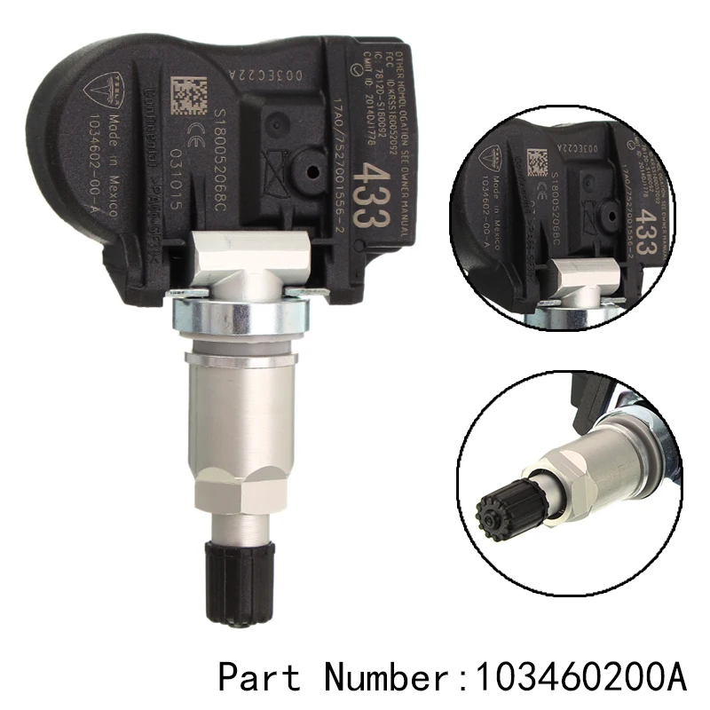 4 шт./лот TPMS 103460200A 433 МГц датчик давления в шинах для Tesla модель S модель X 3- S180052068C 1034602-00-A автомобильный Стайлинг