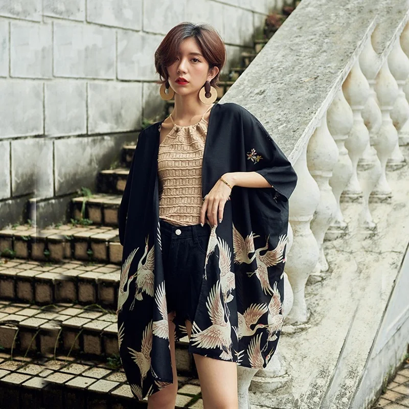 Women kimono dress Japanese clothing Summer kimono for women yukata female haori boho Beach shirt pants set Japan 11307