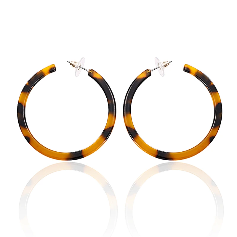 Серьги-гвоздики женские круглые с уксусной кислотой и леопардовым принтом |