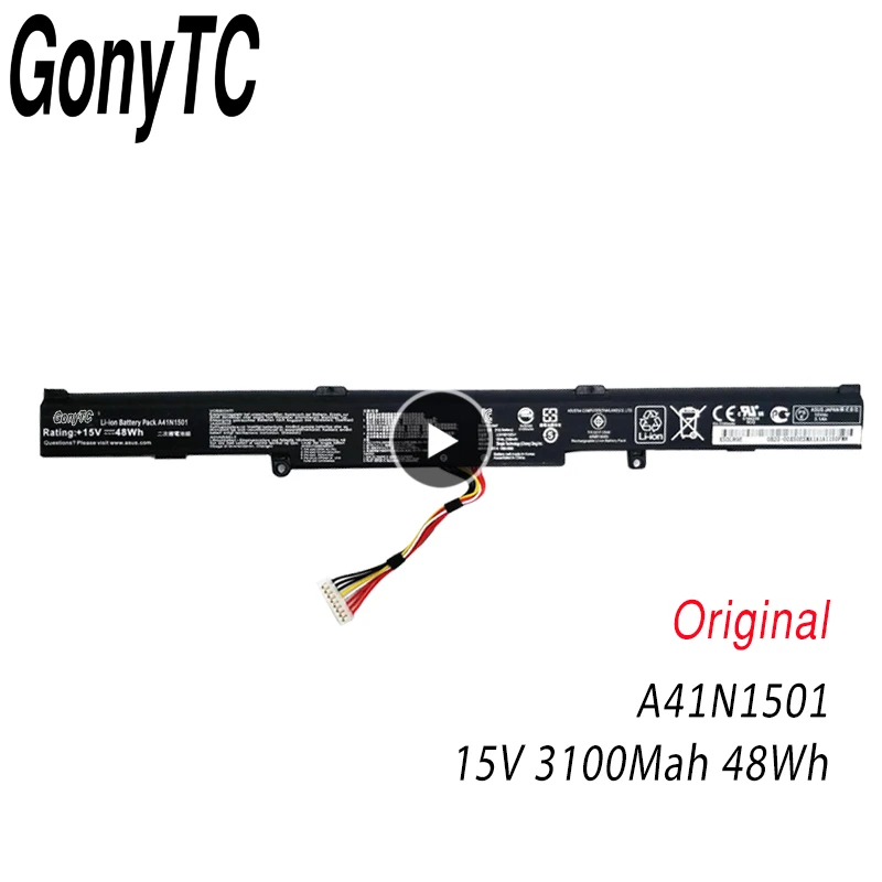 

GONYTC A41N1501 Genuine 15V 3100mah 44wh A41N1501 A41LK9H battery for ASUS ROG GL752VW G752VW N552V N552VX original battery