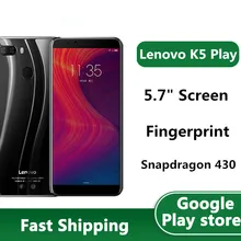 Original Lenovo K5 Play 4G LTE Mobile Phone Snapdragon 430 Octa Core Android 8.0 5.7" IPS 1440X720 13.0MP Dual Sim Fingerprint