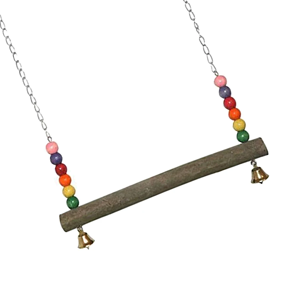 Chicken Swing Wooden Chicken Toys Bird Chicken Stand Perch Chewing Toy with Bells for Bird Parrot Pet Trainning Bird Cage Toys