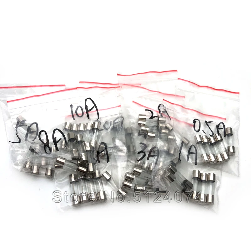 10 kinds *5pcs = 50pcs 6*30MM 0.5A/1A/2A/3A/5A/8A/10A/15A/20A/30A 250V Fuse component bag fuse tube package | Обустройство дома