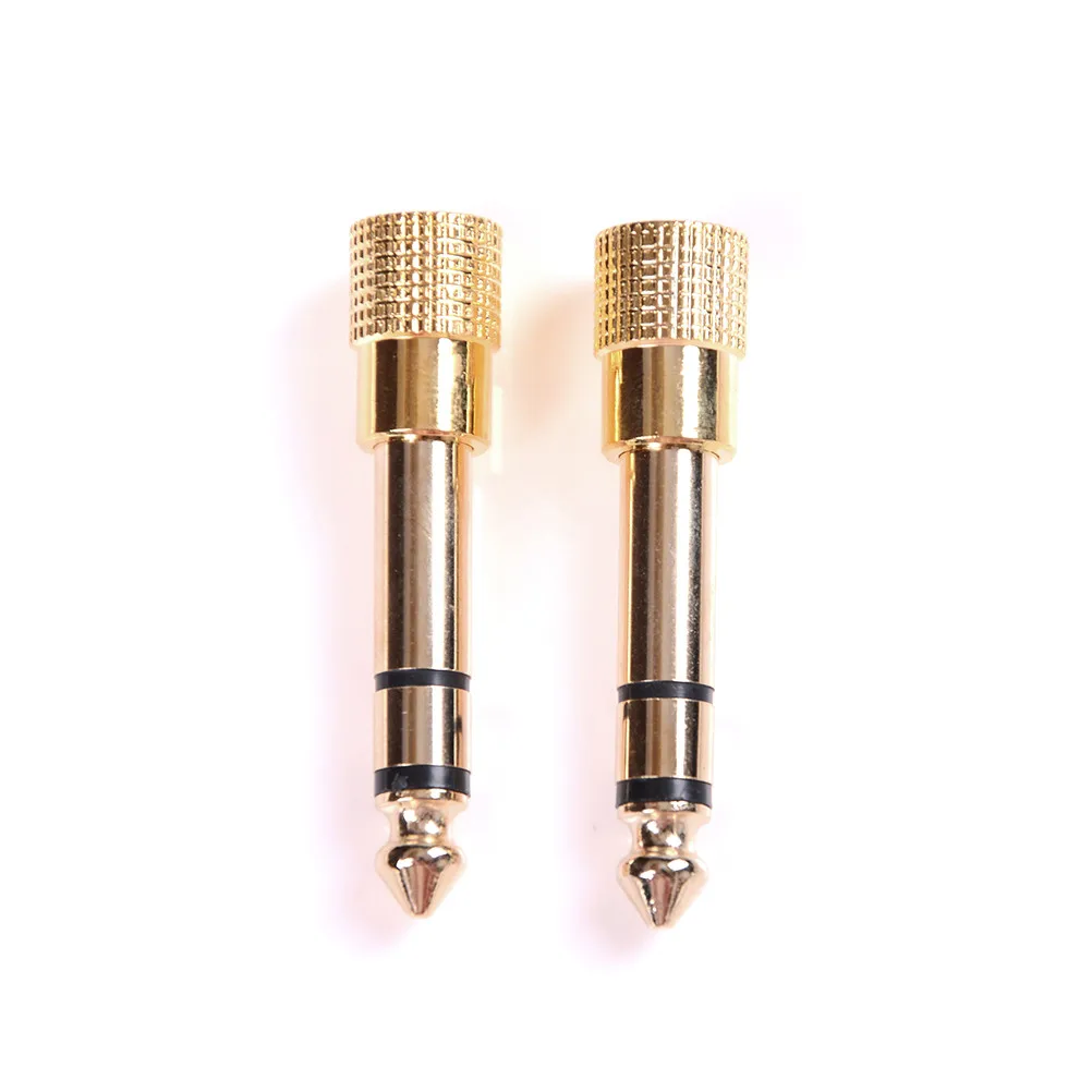 2Pcs Gold Music MP3 Audio Converter 6.5mm to 3.5mm Male to Female Jack Plus Stereo Headphone Audio Adapter 6.5 3.5