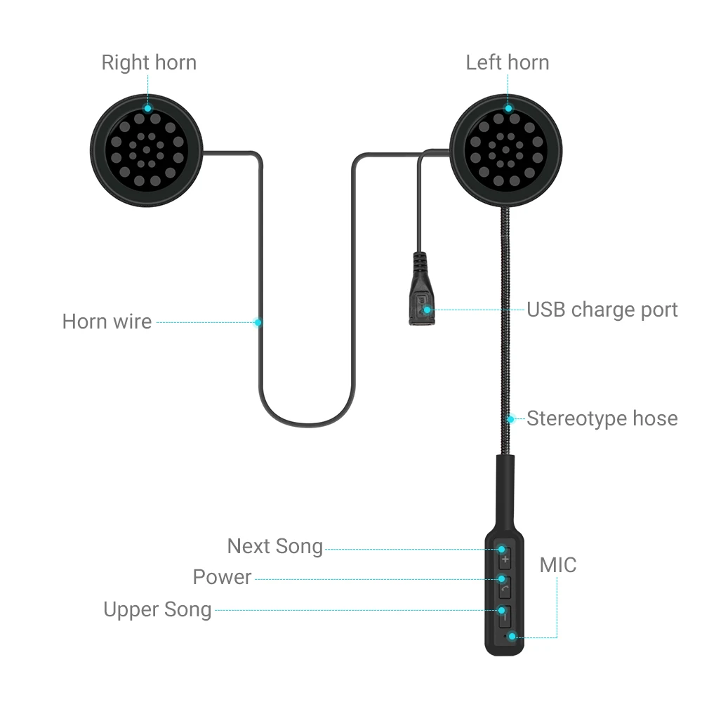 GETNOOG шлем гарнитура мотоциклетная bluetooth Водонепроницаемый Bluetooth Проводная
