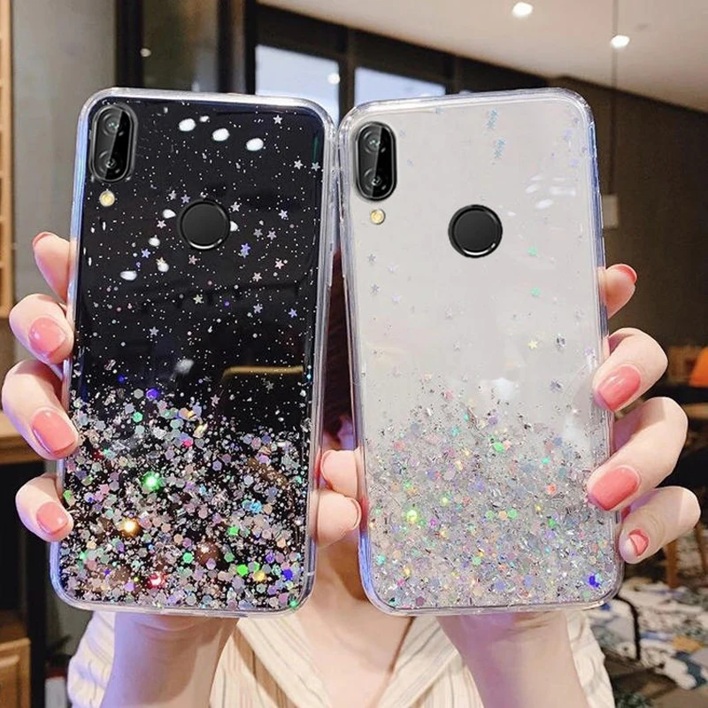 Fashion Soft Bling Star Phone Case For Huawei Honor 10 Mate 20 30 Pro Nova 4 3i P30 P20 8 Lite Y9 2019 Glitter Foil Sequins | Мобильные