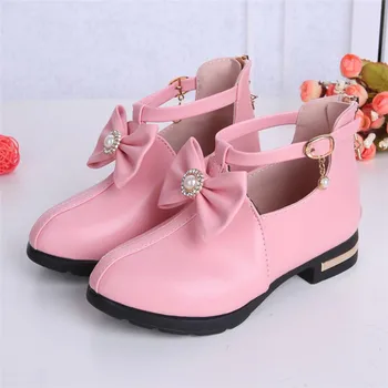 

Fashion Girls Boots Leather Princess Shoes Lace Bow Children Shoes Autumn New Girl student shoes Dress shoes