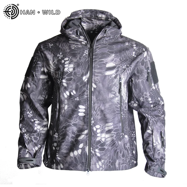 Outdoor Hiking Jacket+Shirts Soft Shell Outwear Windproof Windbreaker Military Shirt Tactical Fleece Jackets Hunting Clothes Set black TY jacket