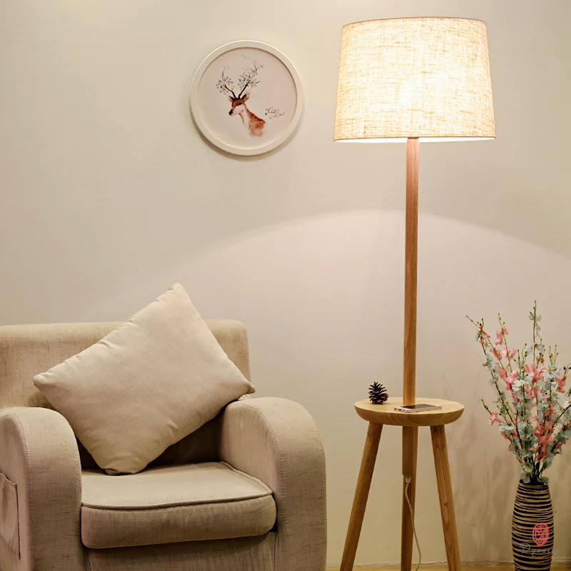 

Decorative Floor Lamp Fashion Wooden KOL Floor Lights Modern Europe Style Foyer Bedroom Studio Hotel LED E27 Lighting Fixture