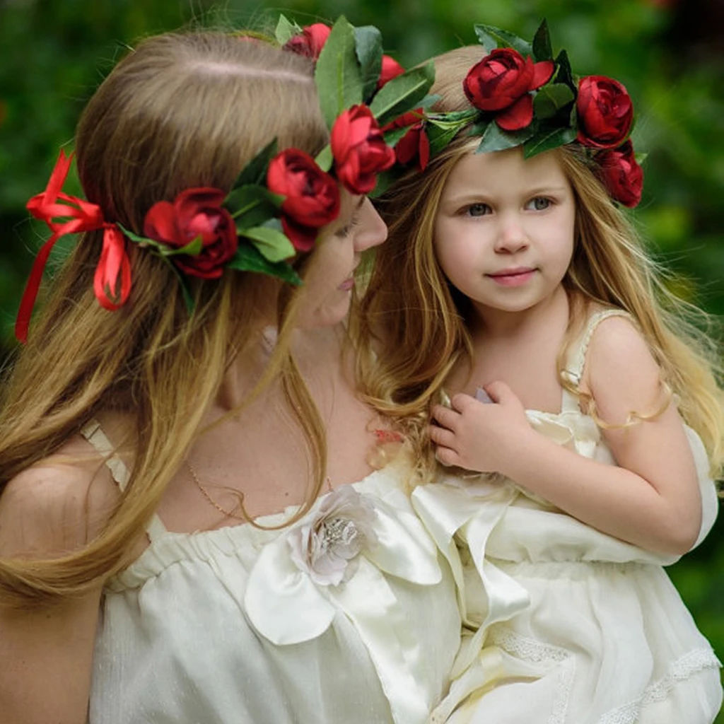 Bride Kids Wedding Wreath Headband Flower Corsage Girl Hair Accessories