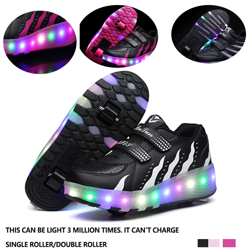 Kids Glowing Sneakers Led Lights Up Shoes Women Double Single/ Roller LED Lighting Shoes Child Sports Boy Luminous Sneaker