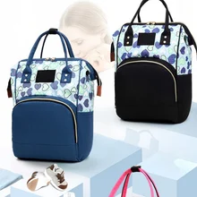 Portable Travel Fashion Heart Print Mummy Bag Large Capacity Waterproof Backpack Multi-function Backpack #m