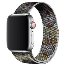 For Apple Watch Series 5 4 Band 44mm 40mm Milanese Loop strap Stainless Steel Bracelet 38mm 42mm Skull Design For i Watch 1/2/3