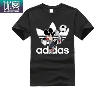 

Addidas new Football Mickey Disn Sports Logo T-Shirts Handsome Mickey print for men's cool cotton o-neck