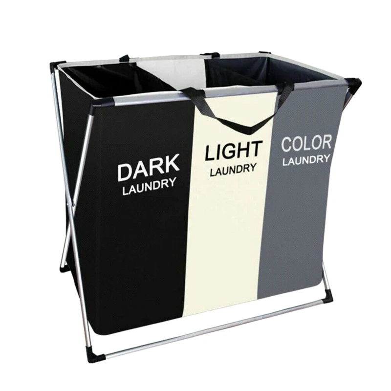 

Laundry Hamper Foldable Laundry Basket with 3 Section Large Dirty Clothes Sorter
