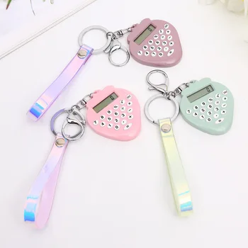 

Strawberry Shaped Portable Cute Electronic Calculator Keychain Mini Scientific Calculator Key Ring for School Office Gifts