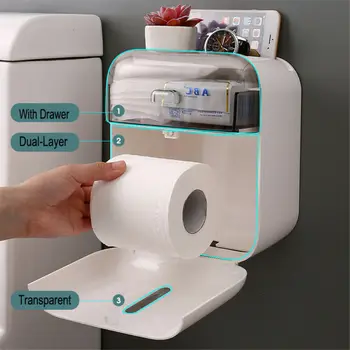 

Waterproof Wall Mount Toilet Paper Holder Towel For Bathroom Tissue Paper Box Rack Bathroom Toilet Tissue Paper Wall Mounted