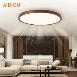 AIBIOU 220V круглый светодиодный потолочный светильник современные деревянные потолочные светильники для спальни деревянная рамка комнаты