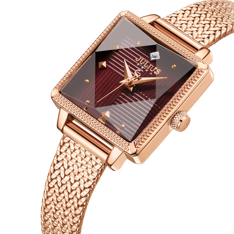Julius брендовые Классические кварцевые часы для женщин модные квадратные часы из нержавеющей стали водонепроницаемые наручные часы женские Zegarek Damski
