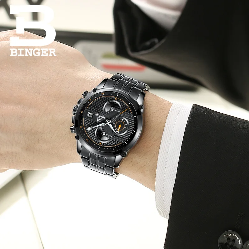 

Binger Men's Quartz Watch Foreign Trade Processing Quartz Watch