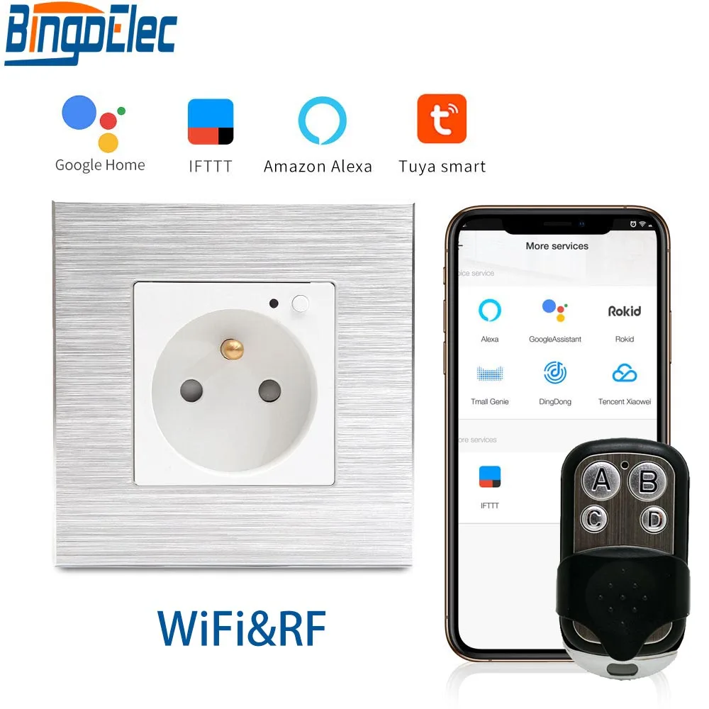 Розетка Bingoelec с Wi Fi розетка стандарта ЕС французская настенная алюминиевой рамой