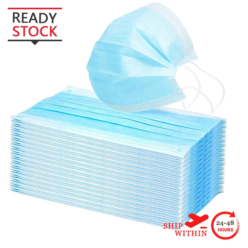 

100pcs/lot 3 Layers Disposable Face Mask Non- Woven Mouth Mask Anti Dust Cotton Protective Facial Face Mask