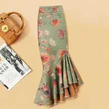 Юбки размера плюс 4XL! Женская осенне-зимняя юбка с завышенной талией и винтажным принтом TB3762