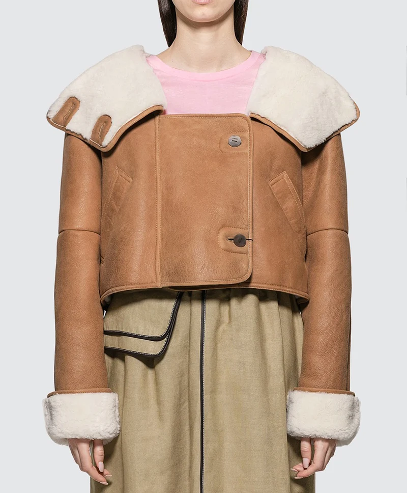 Maylofuer Teddy bear imported granular real Merino fur one-piece coat female lamb with hood | Женская одежда