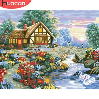 

HUACAN DIY Pictures By Number House Kits Painting By Numbers Landscape Hand Painted Picture Drawing On Canvas Gift Home Decor