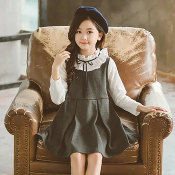 

New 2020 Spring Girls Dress Cute Princess Baby Girls Dresses Fashion Patchwork Fake Two Piece Kids Dresses for Girls, #8323