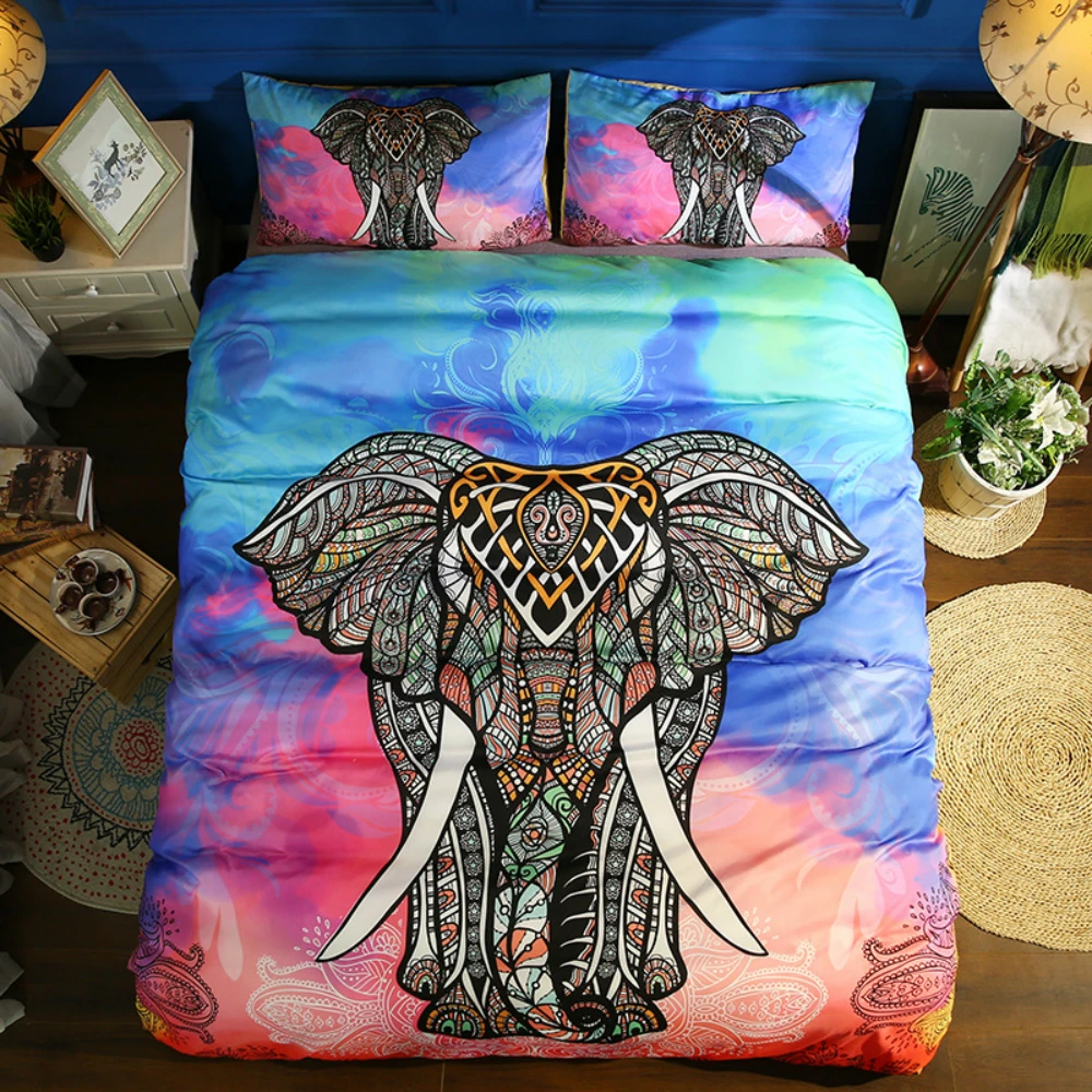 

Bohemian Bedding Set Reactive Printing For Home Duvet Cover Set Queen King 4 Sizes With Pillowcase 2/3Pcs Luxury Home Textile