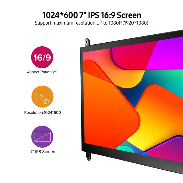 UPERFECT-Pantalla táctil IPS LCD de 7 pulgadas para Raspberry Pi, HD, HDMI, Monitor capacitivo, Control de punto de contacto UPERFECT-Pantalla táctil IPS LCD de 7 pulgadas para Raspberry Pi, HD, HDMI, Monitor capacitivo, Control de punto de contacto