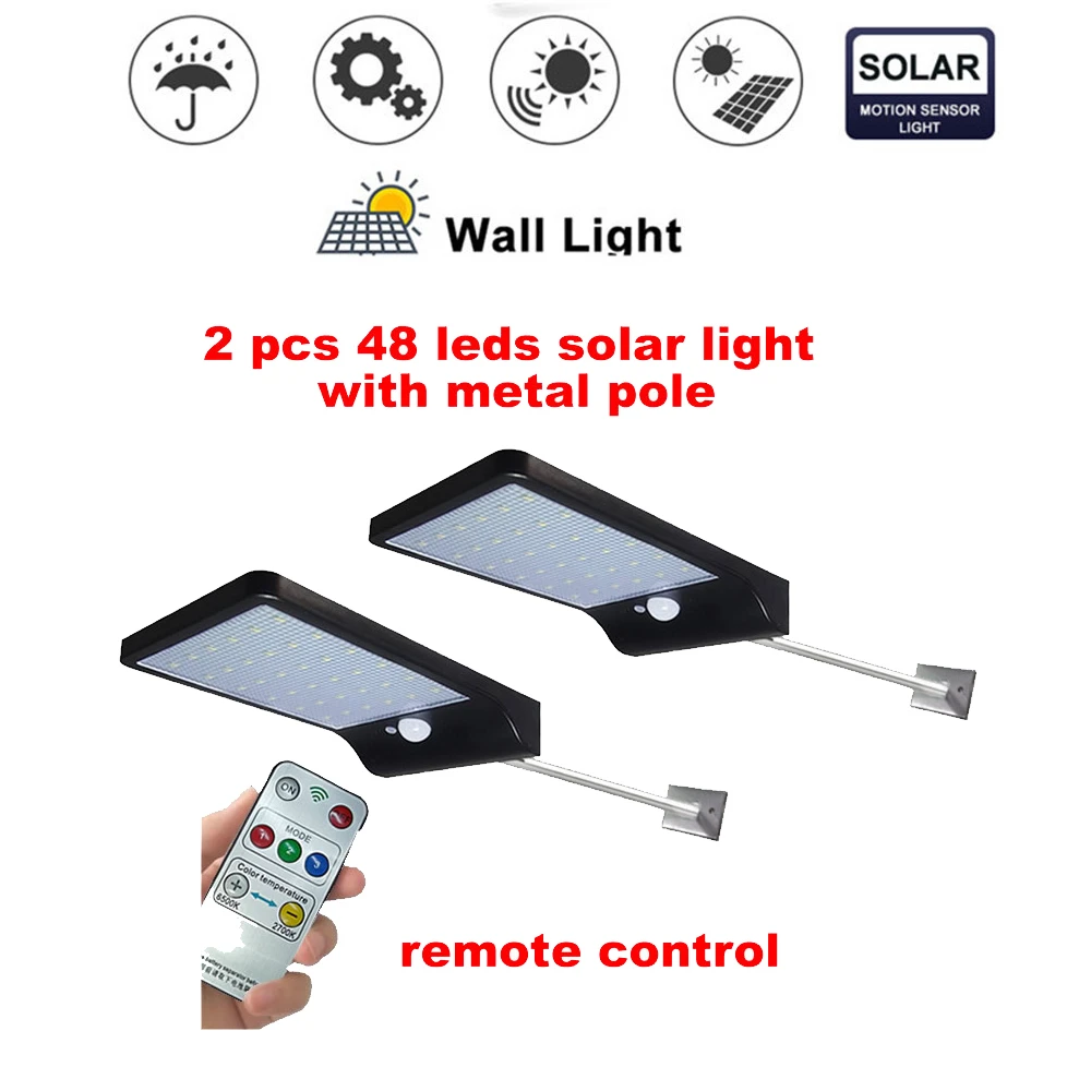 

2/4pcs PIR Motion Sensor Solar Lights 48 LEDs Outdoor Separable Light for Garden Security Waterproof Wireless Wall Lamp security
