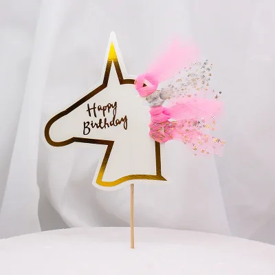 Радуга Единорог торт Топпер пирог на день рождения или свадьбу флаги облако горячий воздушный шар торт День Рождения выпечки украшения принадлежности - Цвет: 1pcs