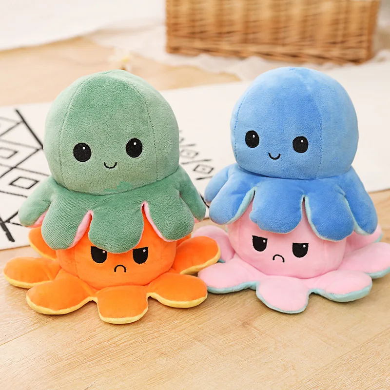 Плюшевые игрушки Pulpo двусторонние Мягкая двусторонняя флип кукла милые для детей девочек домашних животных