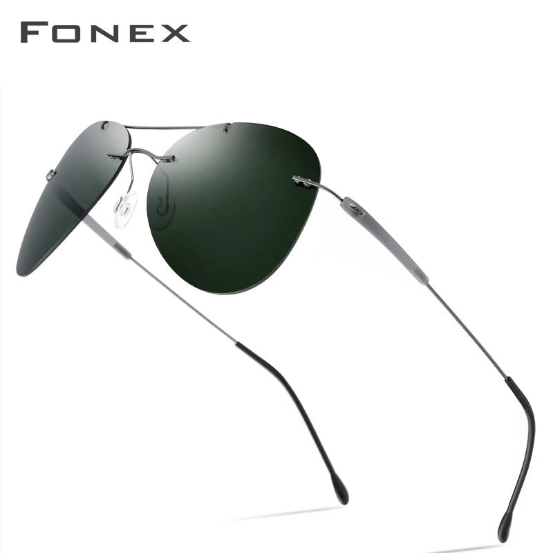 FONEX Мужские солнцезащитные очки без оправы из титанового сплава TR90 ультралегкие