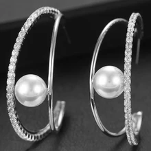 GODKI модные роскошные серьги-гвоздики с искусственным жемчугом для женщин Свадебные с кубическим цирконом CZ индийские свадебные серьги в богемном стиле