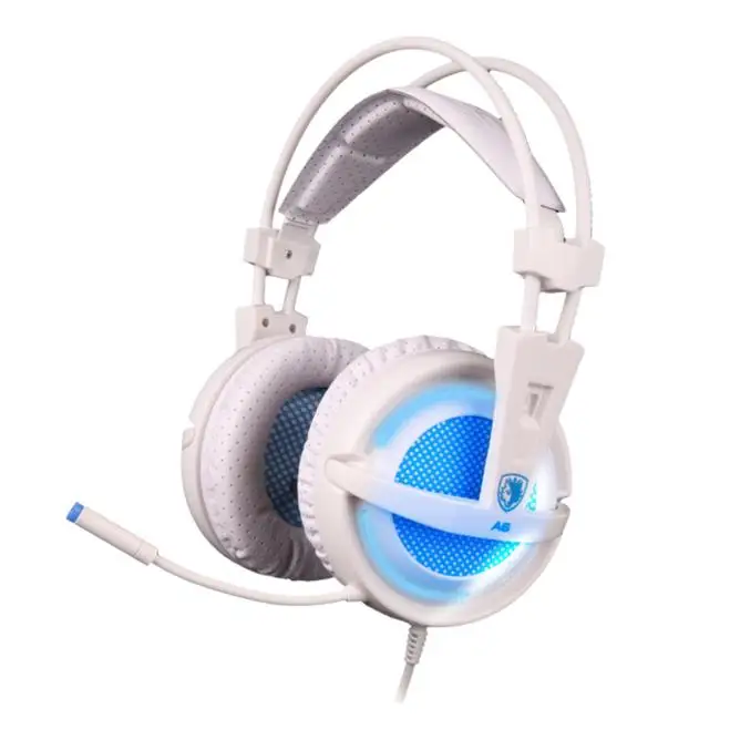 Белый Sades A6 стерео USB 7,1 Surround Pro Игровые наушники с микрофоном для ПК ноутбука jh0411 - Цвет: Белый