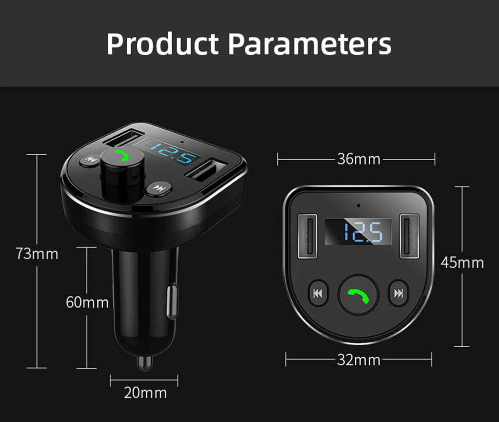 Автомобильное зарядное устройство, Bluetooth, Handsfree, fm-передатчик, ЖК-дисплей, Автомобильный mp3 плеер, мобильный телефон, планшеты, двойное USB зарядное устройство для samsung S8, S9, Xiaomi