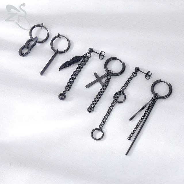 Orecchini Classici Da Uomo E Da Donna In Acciaio Chirurgico Con Borchie Nere E Chiusura A Vite - Italia - Foto 8