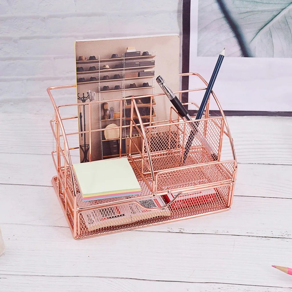 Iron Office Sundry Storage Basket Sundries Container Home Box Drawer Organizer Bins | Дом и сад